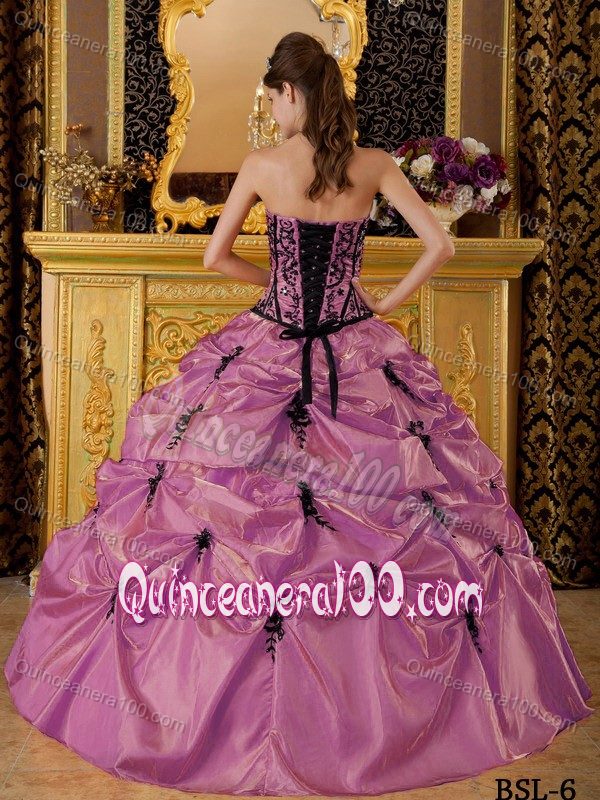 Rose Pink Quinceanera Dresses Gowns with Pick-ups and Appliques