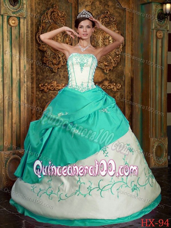 Mint Quinceanera Dresses Gowns with Embroidery and Lace up Back