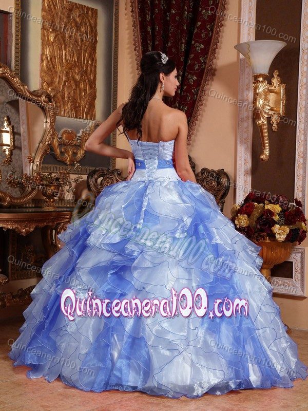 Beaded Appliques Multi-color Quinceanera Gown with Ruffled Layers