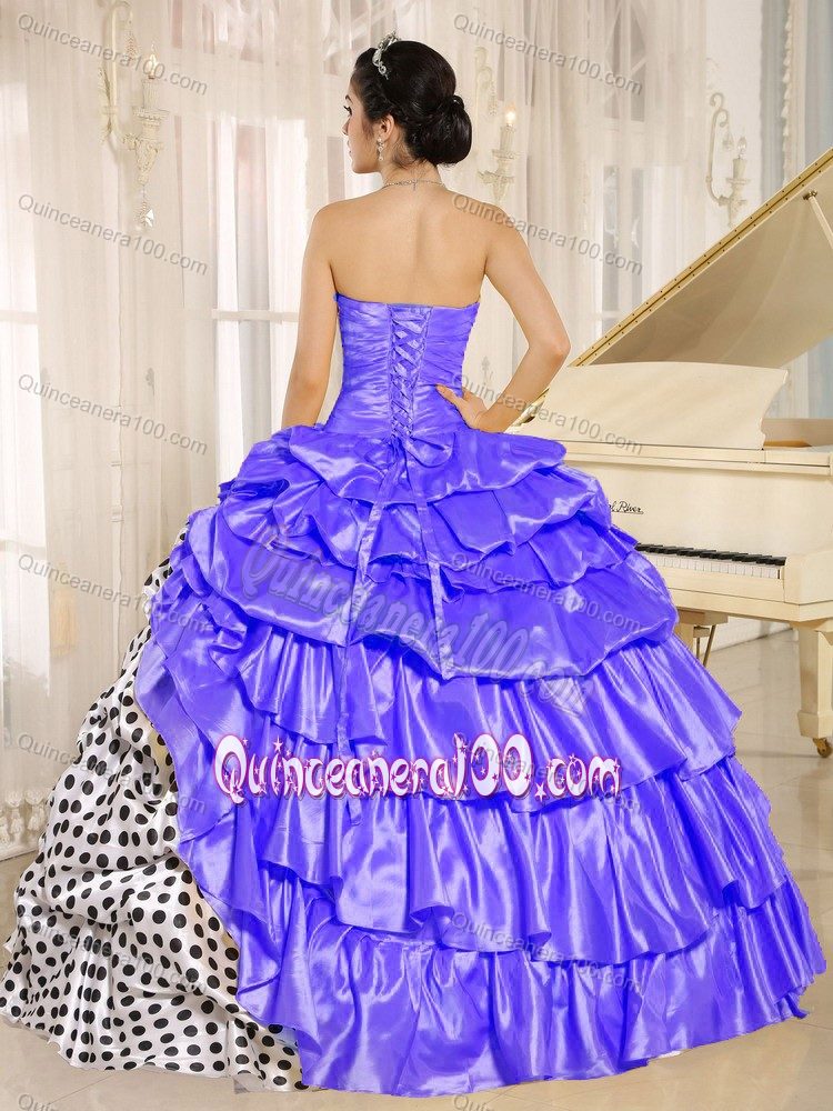 Multi-color Strapless Sweet Sixteen Dresses with Pattern and Pick-ups