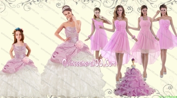 Elegant Ruffles Multi Color Quinceanera Dress and Pink Short Dama Dresses and 2015 Straps Ruffles Little Girl Dress