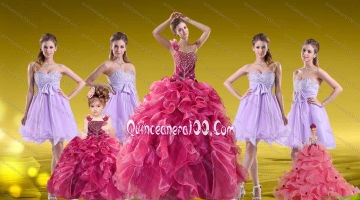 New Style One Shoulder Beading Sweet 16 Dress and Sweetheart Beading Short Dama Dresses and Ruffles Beading Little Girl Dress