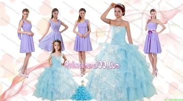 Strapless Ruffles Elegant Quinceanera Dress and Lavender Mini Length Prom Dress and Appliques and Ruffles Baby Bule Little Girl Pageant Dress