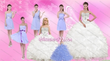 White Sweetheart Quinceanera Dress and Beautiful Short Dama Dresses and 2015 White Little Girl Dress