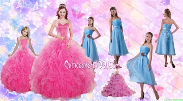 Beading and Ruffles Quinceanera Dress and Strapless Knee Length Baby Blue Dama Dresses and Rufles Cute Flower Girl Dress