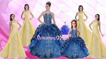 Ruffles and Beading Sweetheart Quinceanera Dress and Beading Long Dama Dresses and Halter Top Embroidery Little Girl Dress