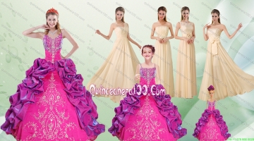 Spaghetti Straps Multi Color Quinceanera Dress and Long Ruching Dama Dresses and Ruffels and Embroidery Little Girl Dress