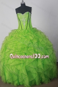Fashionable Ball Gown Strapless Floor-length Spring Green Quinceanera Dress