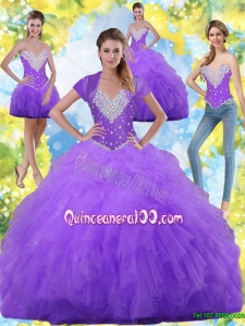 2015 Summer Prefect Ball Gown Quinceanera Dresses with Beading and Ruffles