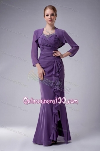 2014 Custom Made Chiffon Beading Mother Of The Dress in Purple