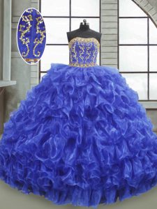 Floor Length Ball Gowns Sleeveless Royal Blue Ball Gown Prom Dress Lace Up