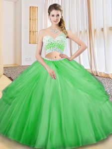 Sweet Sleeveless Criss Cross Floor Length Beading and Ruching and Pick Ups 15th Birthday Dress