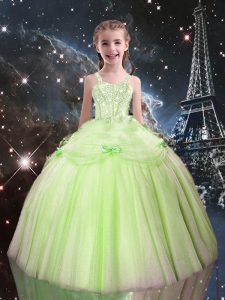 Yellow Green Sleeveless Tulle Lace Up Pageant Dress Wholesale for Quinceanera and Wedding Party