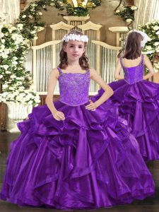 Beauteous Sleeveless Beading Lace Up Little Girl Pageant Gowns