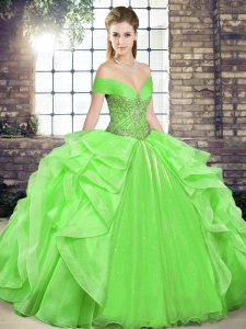 Decent Sleeveless Organza Lace Up Sweet 16 Dresses for Military Ball and Sweet 16 and Quinceanera