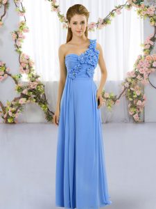 Decent Floor Length Mermaid Sleeveless Blue Quinceanera Dama Dress Lace Up