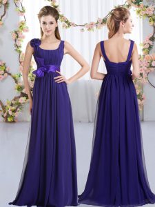 Pretty Straps Sleeveless Zipper Damas Dress Purple Chiffon