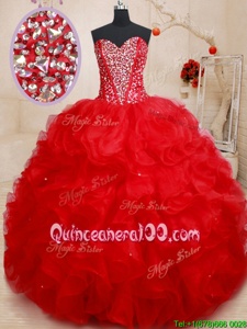 Attractive Sleeveless Lace Up Floor Length Beading and Ruffles Sweet 16 Quinceanera Dress