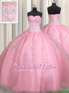 Graceful Sweetheart Sleeveless Organza Quinceanera Dress Beading and Appliques Zipper