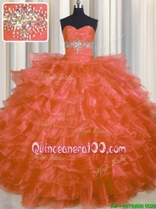 Dazzling Sleeveless Beading and Ruffled Layers Lace Up Sweet 16 Dress