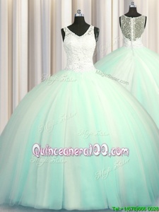 High Class Big Puffy Zipper Up Sleeveless Brush Train Zipper With Train Beading and Appliques Sweet 16 Quinceanera Dress