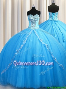 Attractive Sleeveless Brush Train Lace Up Beading Vestidos de Quinceanera