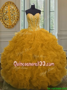 Enchanting Floor Length Ball Gowns Sleeveless Yellow Sweet 16 Quinceanera Dress Lace Up