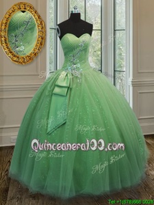 Elegant Floor Length Ball Gowns Sleeveless Yellow Green Sweet 16 Dress Lace Up