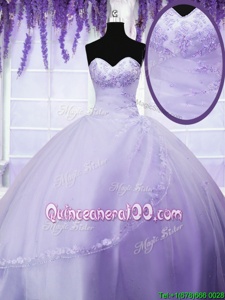 Flirting Floor Length Lavender 15th Birthday Dress Sweetheart Sleeveless Lace Up