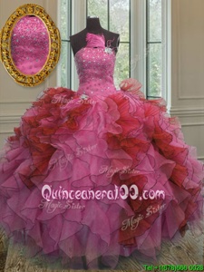 Attractive Sleeveless Lace Up Floor Length Beading and Ruffles Sweet 16 Quinceanera Dress