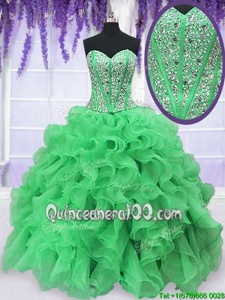 Amazing Sleeveless Beading and Ruffles Lace Up Quinceanera Dresses