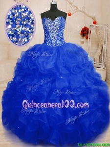 Flirting Floor Length Royal Blue Vestidos de Quinceanera Sweetheart Sleeveless Lace Up