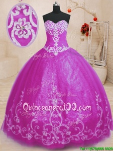 Sleeveless Beading and Embroidery Lace Up Ball Gown Prom Dress