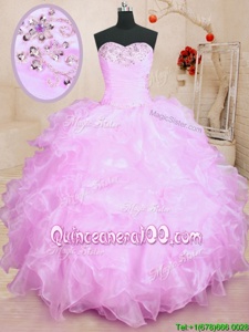 Adorable Floor Length Lilac Ball Gown Prom Dress Sweetheart Sleeveless Lace Up