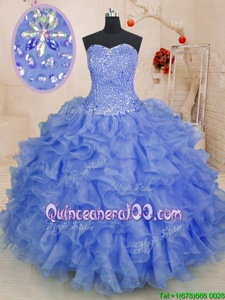 Charming Sleeveless Lace Up Floor Length Beading and Ruffles Sweet 16 Dresses