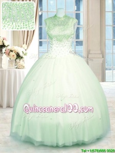 Ideal Yellow Green Zipper Sweet 16 Dresses Beading Sleeveless Floor Length