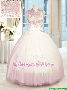 Eye-catching Beading 15 Quinceanera Dress Baby Pink Zipper Sleeveless Floor Length