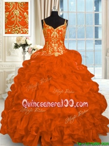 Amazing Sleeveless Brush Train Beading and Ruffles Lace Up Quinceanera Dresses