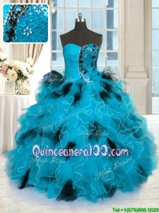 Custom Made Sleeveless Beading and Ruffles Lace Up Ball Gown Prom Dress