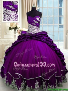 Extravagant Purple Sweetheart Neckline Beading and Appliques and Pick Ups Vestidos de Quinceanera Sleeveless Lace Up