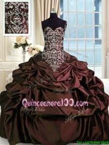 Enchanting Pick Ups Floor Length Ball Gowns Sleeveless Brown Quinceanera Dress Zipper