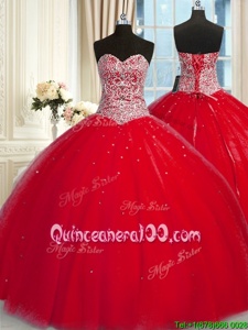 Beautiful Halter Top Sleeveless Lace Up Beading and Sequins Quinceanera Gown