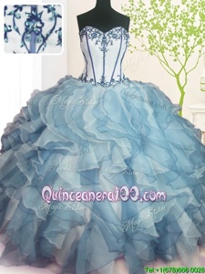 Perfect Sweetheart Sleeveless Organza Sweet 16 Dresses Beading and Ruffles Lace Up