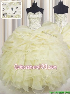 Attractive Sleeveless Lace Up Floor Length Beading and Ruffles Vestidos de Quinceanera