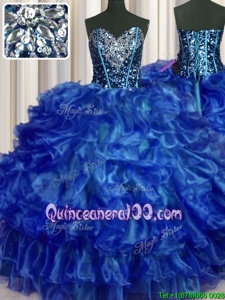 Trendy Sleeveless Beading and Ruffles Lace Up 15 Quinceanera Dress