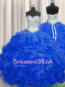 High Class Sleeveless Beading and Ruffles Lace Up Quinceanera Dress