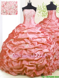 Sumptuous With Train Lace Up Quince Ball Gowns Pink and In forMilitary Ball and Sweet 16 withBeading and Pick Ups Sweep Train