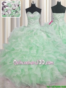 Free and Easy Sleeveless Lace Up Floor Length Beading and Ruffles Sweet 16 Quinceanera Dress