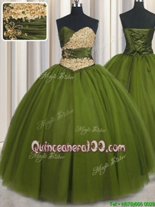 Flirting Sweetheart Sleeveless Tulle Quinceanera Gowns Beading and Ruching and Belt Lace Up