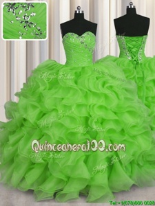 Amazing Sleeveless Beading and Ruffles Lace Up Quinceanera Dresses